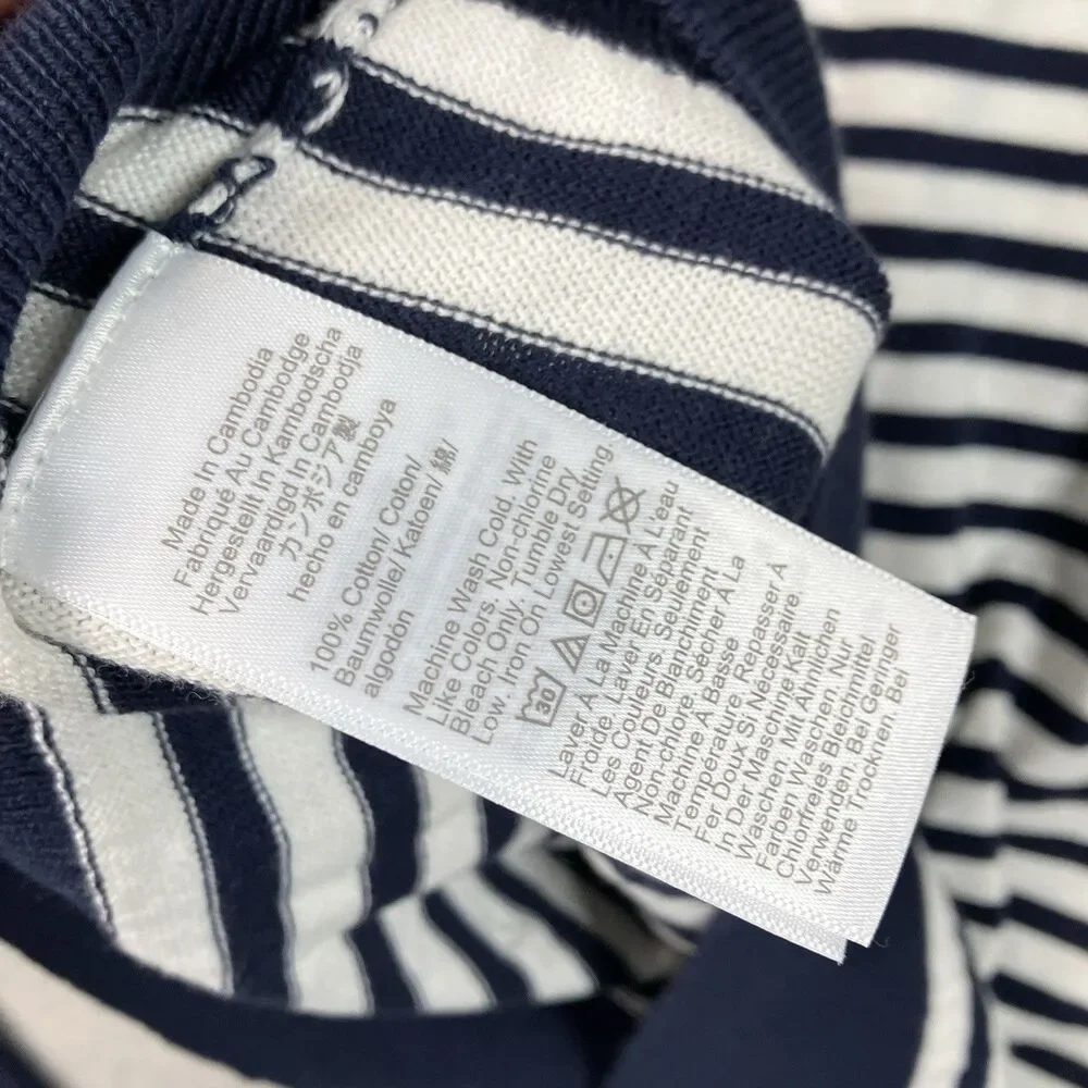 J Crew Johnny Collar Sweater Polo Mens M Navy White Stripe Cotton Long Sleeve